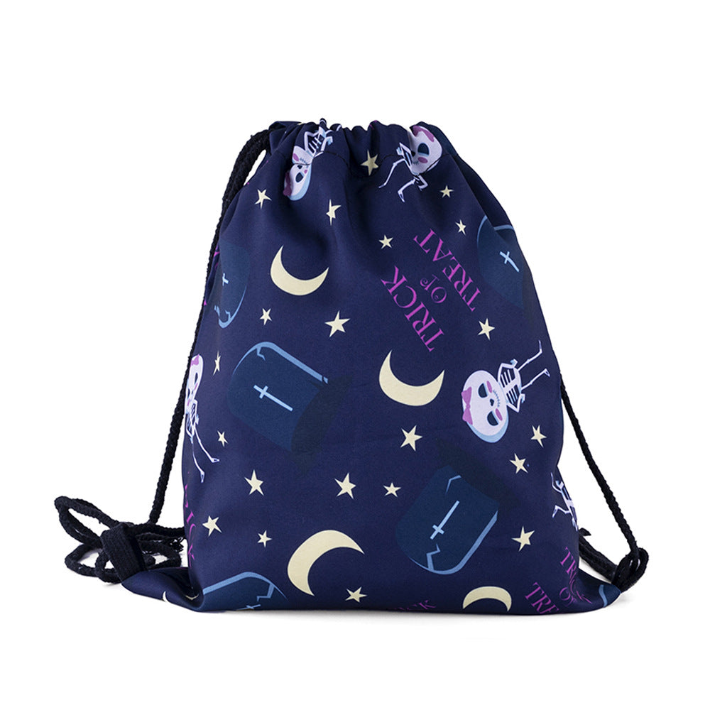 Wholesale Halloween Cartoon Print Oxford Cloth Drawstring Bag